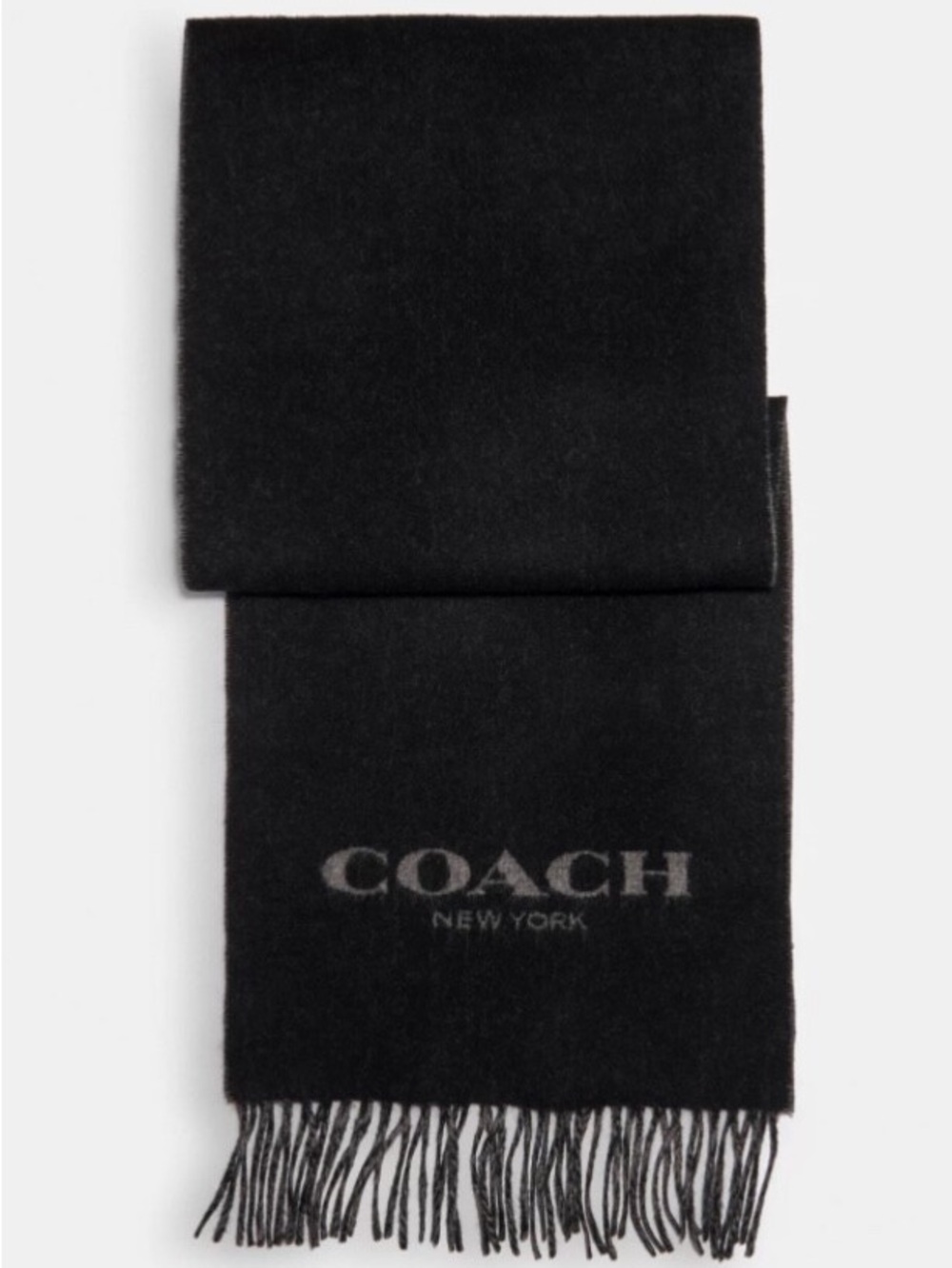 Coach Bi-Color Logo Scarf in Black and Gray